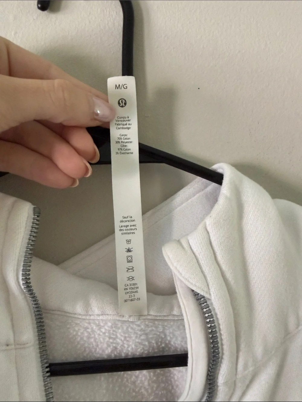 lululemon athletica Scuba White Cropped Half-Zip Hoodie